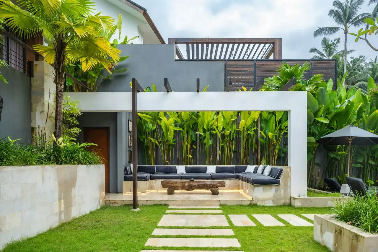 Lush green landscaped property